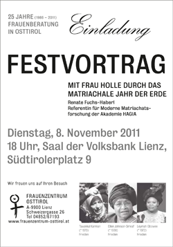 Bild: Plakat Einladung Festvortrag 25 Jahre Frauenberatung in Osttirol
